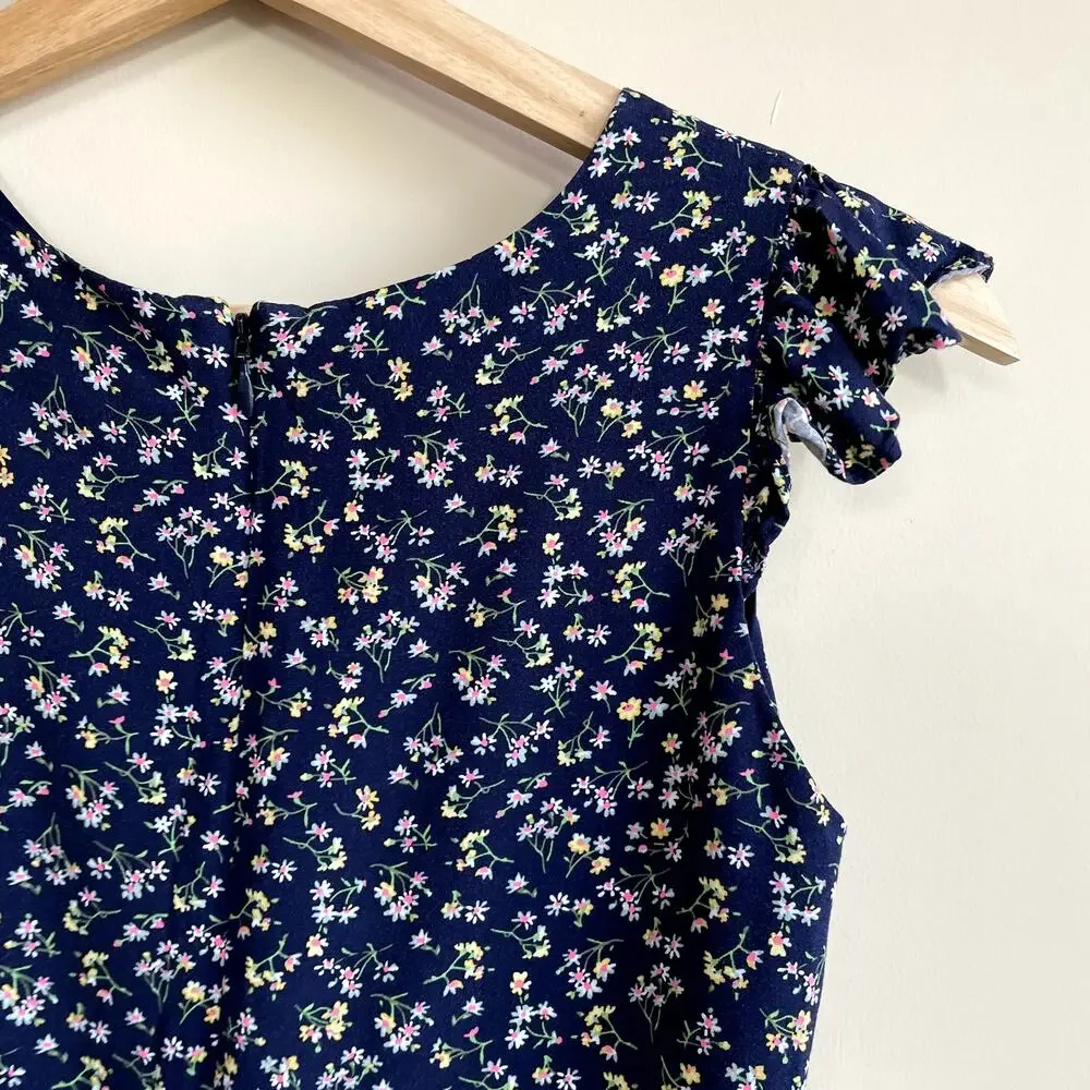 Gap kids floral navy sundress flowy skirt‎ kids size XL (12) rayon cap sleeves